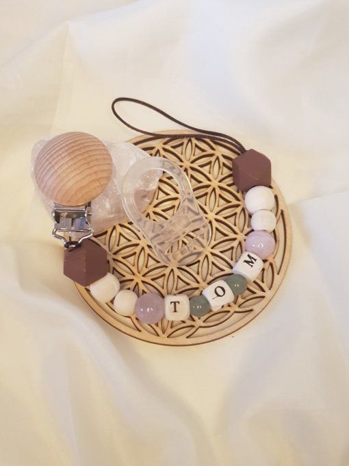 Attache tétine Aventurine et Quartz rose