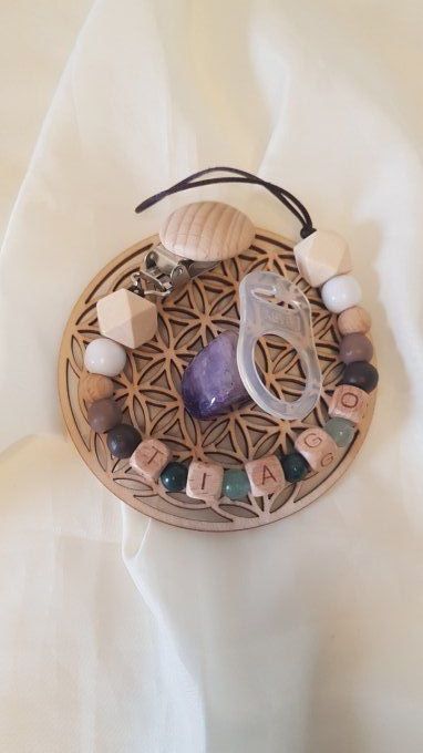 Attache tétine Agate et Aventurine