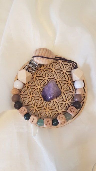 Attache tétine Agate et Aventurine